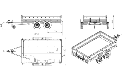 Remorque Professionnelle 2 Essieux 264×150 - UNITRAILER EXPERT 2615/2 – 750 kg – photo 2
