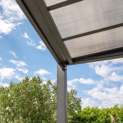 Carport Adossé Aluminium Trigano LIBECCIO WALL 16m² – Polycarbonate Teinté – photo 2