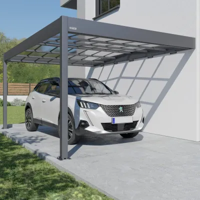 Carport Adossé Aluminium Trigano LIBECCIO WALL 16m² – Polycarbonate Teinté – photo 6