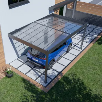 Carport Adossé Aluminium Trigano LIBECCIO WALL 16m² – Polycarbonate Teinté – photo 7