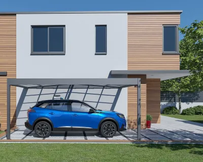 Carport Adossé Aluminium Trigano LIBECCIO WALL 16m² – Polycarbonate Teinté – photo 8
