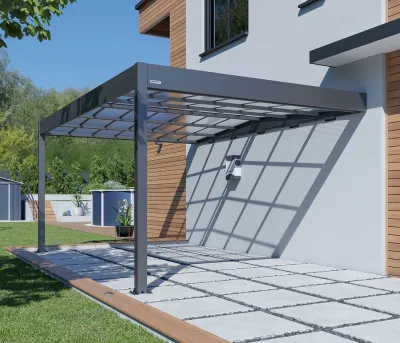 Carport Adossé Aluminium Trigano LIBECCIO WALL 16m² – Polycarbonate Teinté – photo 9