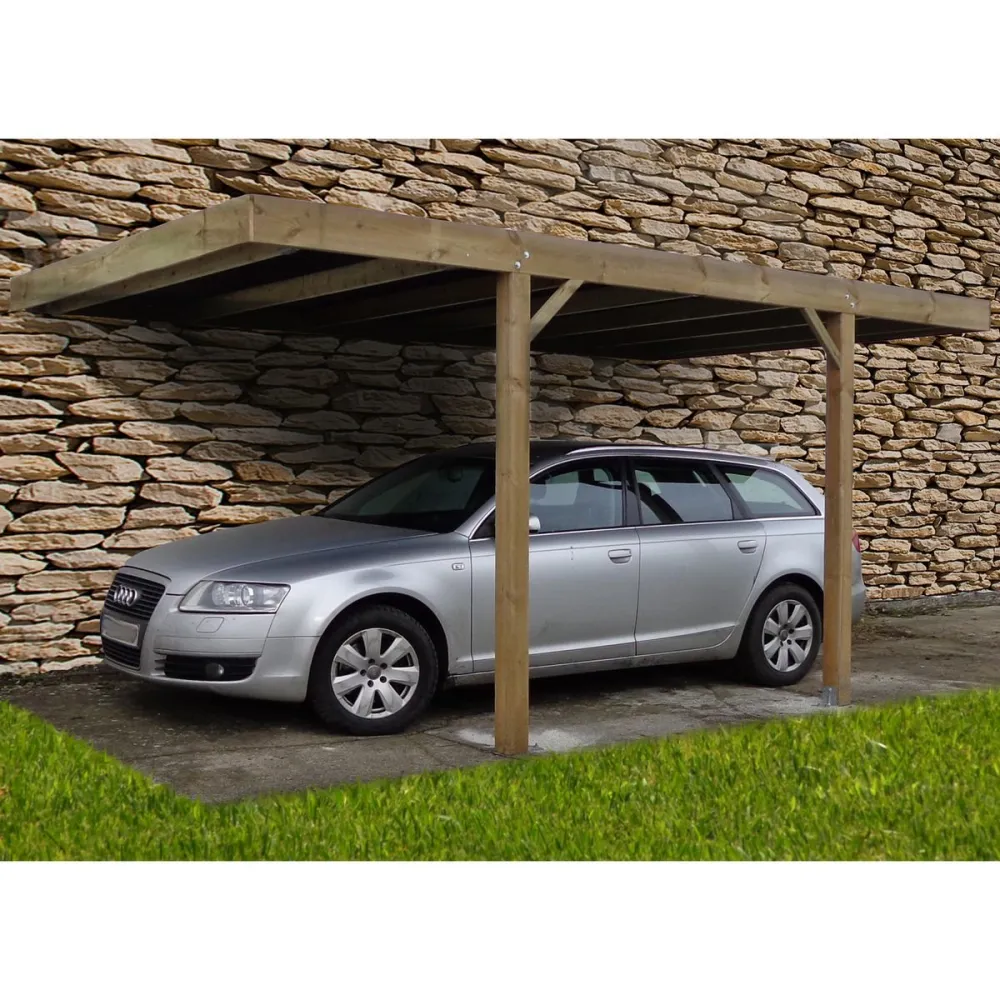 Carport Bois Adossé Lobito Toit Plat 15m² – Autoclave Longue Durée