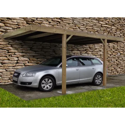 Carport Bois Adossé Lobito Toit Plat 15m² – Autoclave Longue Durée