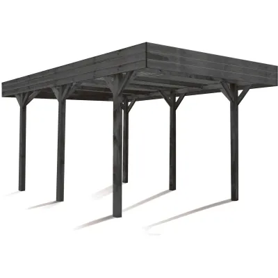 Carport Bois Gris Anthracite Forest Style Toit Plat 15,56m² – 1 Voiture – photo 2