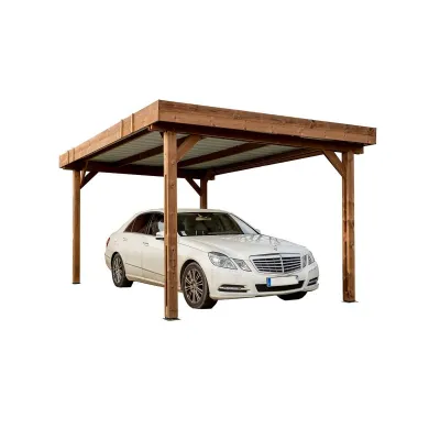 Carport Bois Sapin Traité Couverture Acier Galvanisé 17,5m² – Centrale Brico – photo 2