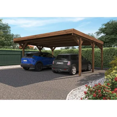 Carport Double Bois Forest Style VICTOR 29,2m² – 2 Voitures Pin FSC – photo 1