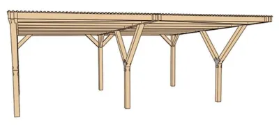 Carport Double Bois WEKA 609 T1 Imprégné 604×621cm – photo 2