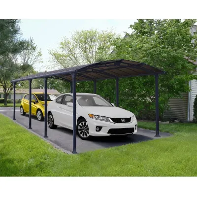 Carport Aluminium Arcadia 8500 Palram 26,4m² Gris – Double XXL 2 Véhicules