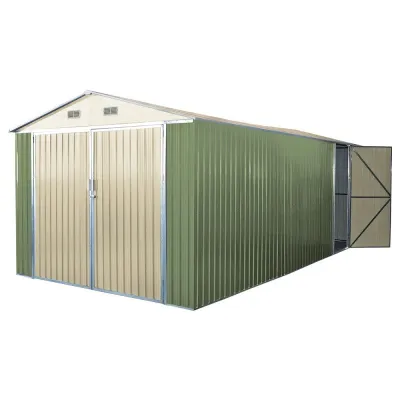Garage Métal Double Portes 18m² Vert Pâle et Crème – photo 9