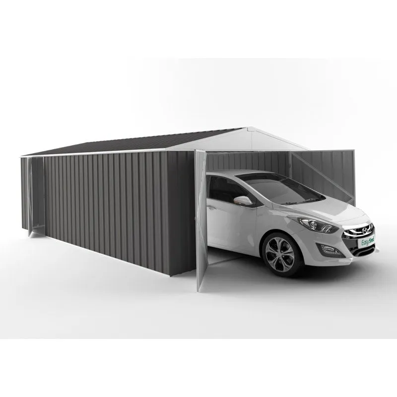 Garage Acier Zincalume EASYSHED 19,55m² Grande Hauteur et Largeur – Gris Ardoise