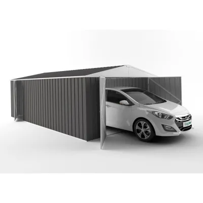 Garage Acier Zincalume EASYSHED 19,55m² Grande Hauteur et Largeur – Gris Ardoise