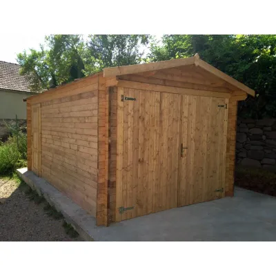 Garage Bois Massif 40mm Traité Teinté Marron – Gardy Shelter Madriers – photo 5