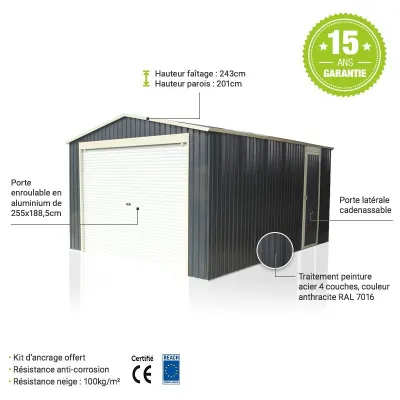 Garage Métal Anthracite 19,52m² Porte Enroulable – photo 13