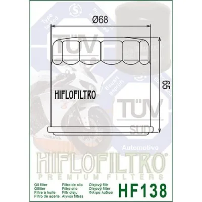 Filtre a huile pour quad – Hiflofiltro HF138 – photo 3